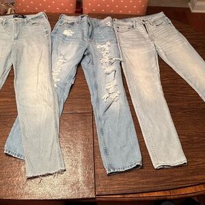 American Eagle, Hollister & Aeropostale Light Blue Distressed Women's Jeans Trio